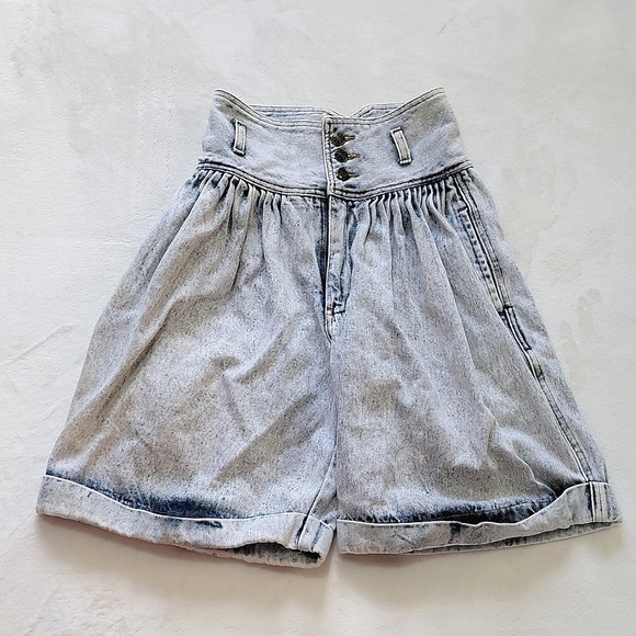 📻 VINTAGE SUPER HIGHWAISTED 80S MOM JORTS SHORTS DENIM RIBCAGE NO POCKET SUMMER - Picture 1 of 7